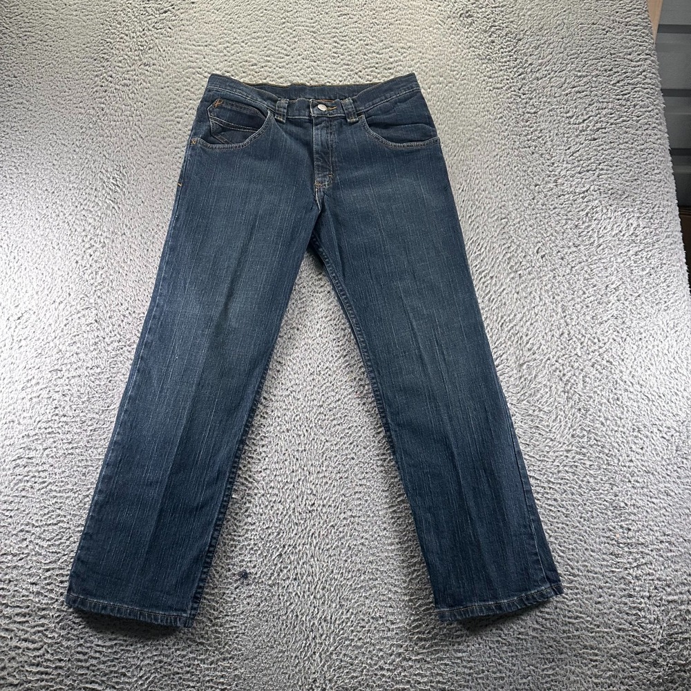 Wrangler Jeans Boys 12H Blue Cotton Denim Straight Leg Faded Stretch Workwear